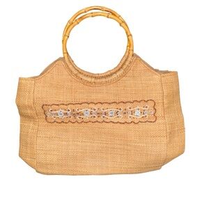 Woven Bag with Bamboo Handles
